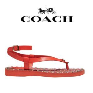 COACH Gracey Leather Red Orange Sandal Size 7 NEW WITH BOX